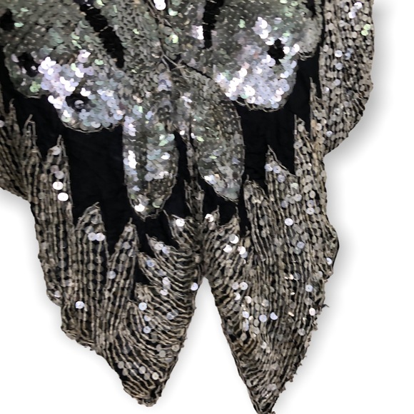 VINTAGE 70’s / 80’s Butterfly Beaded Embellishment Top 100% Silk - Picture 4 of 9